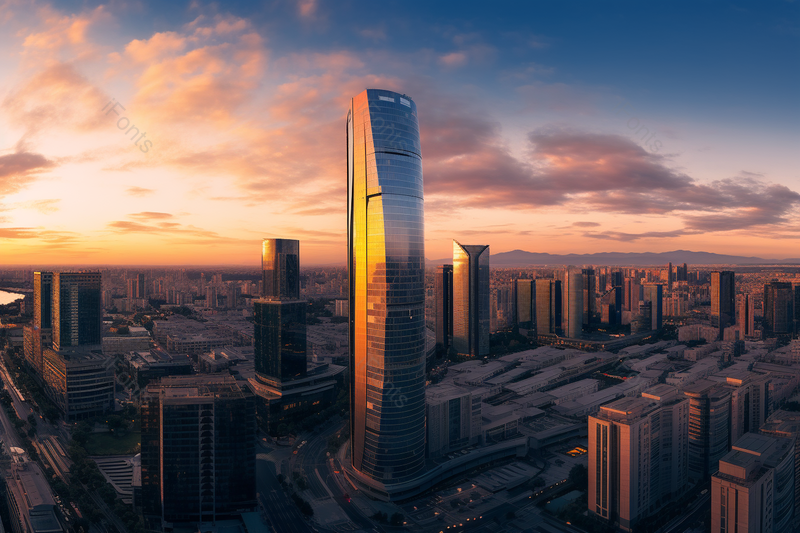 夕阳下现代城市建筑CBD商务写字楼摄影实拍,高清,摄影图,摄影图片,图片大全,摄影图免费下载